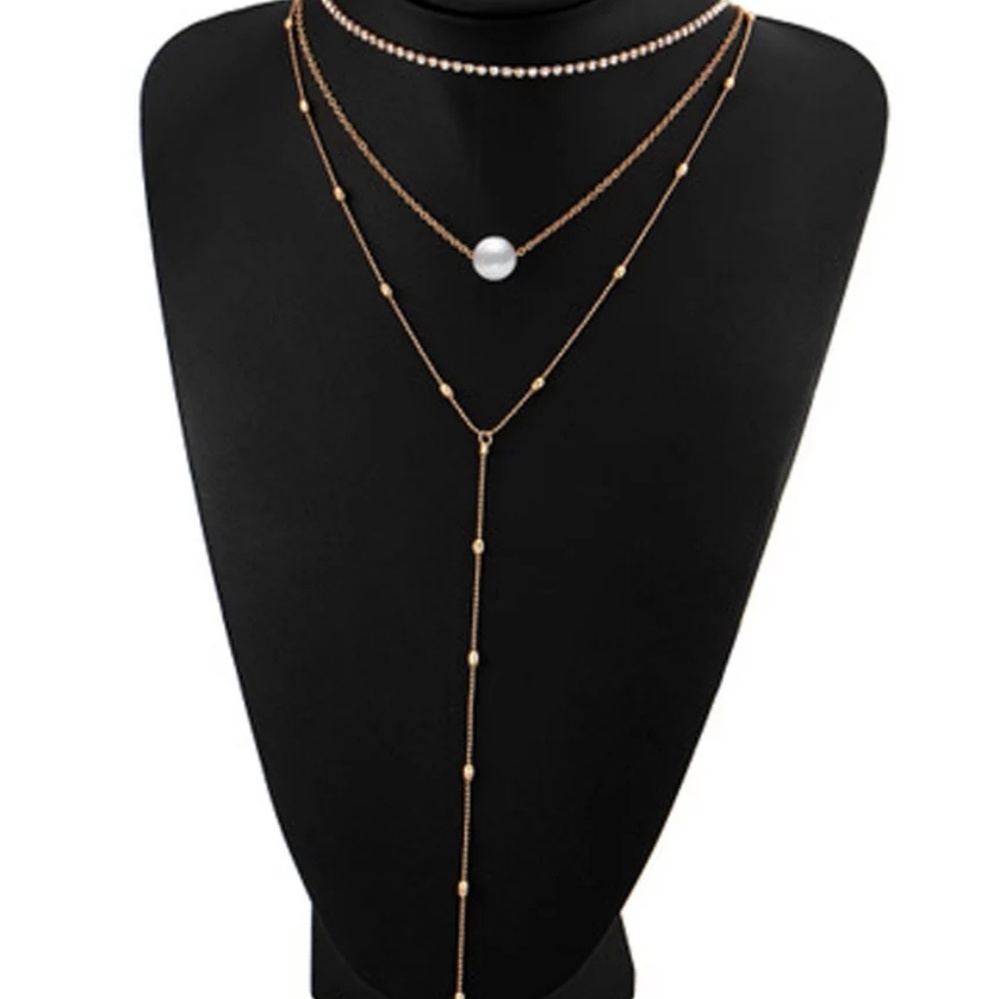 5 for $25 Three Faux Layer Pearl Necklace - Picture 5 of 6